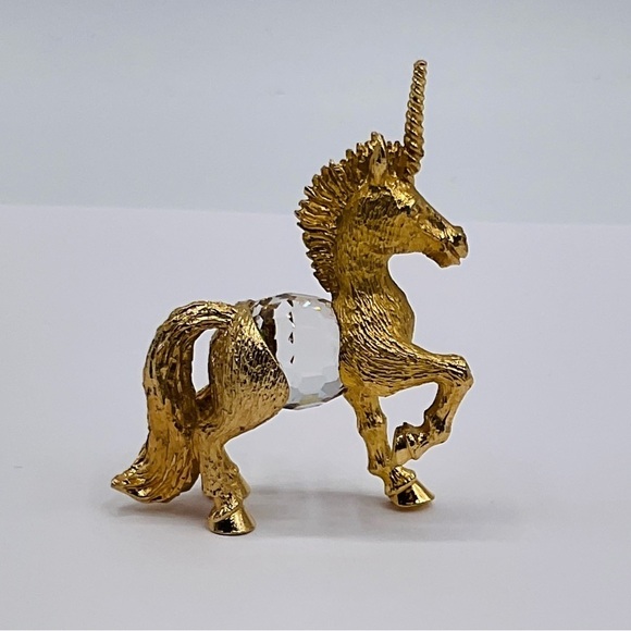 IFS Other - Vintage Unicorn Miniature Faceted Crystal Belly Gold Plated Metal 1983 IFS Figur